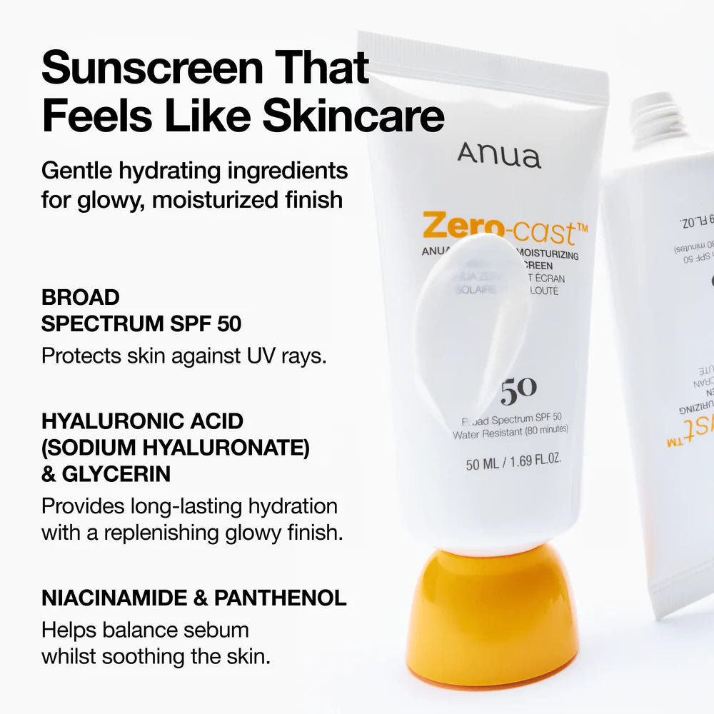 Anua Zero-Cast Moisturizing Finish Sunscreen SPF 50